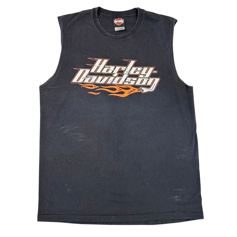 Harley Davidson Sleeveless tee 2 sided graphic logo shirt Large Bellingham WA